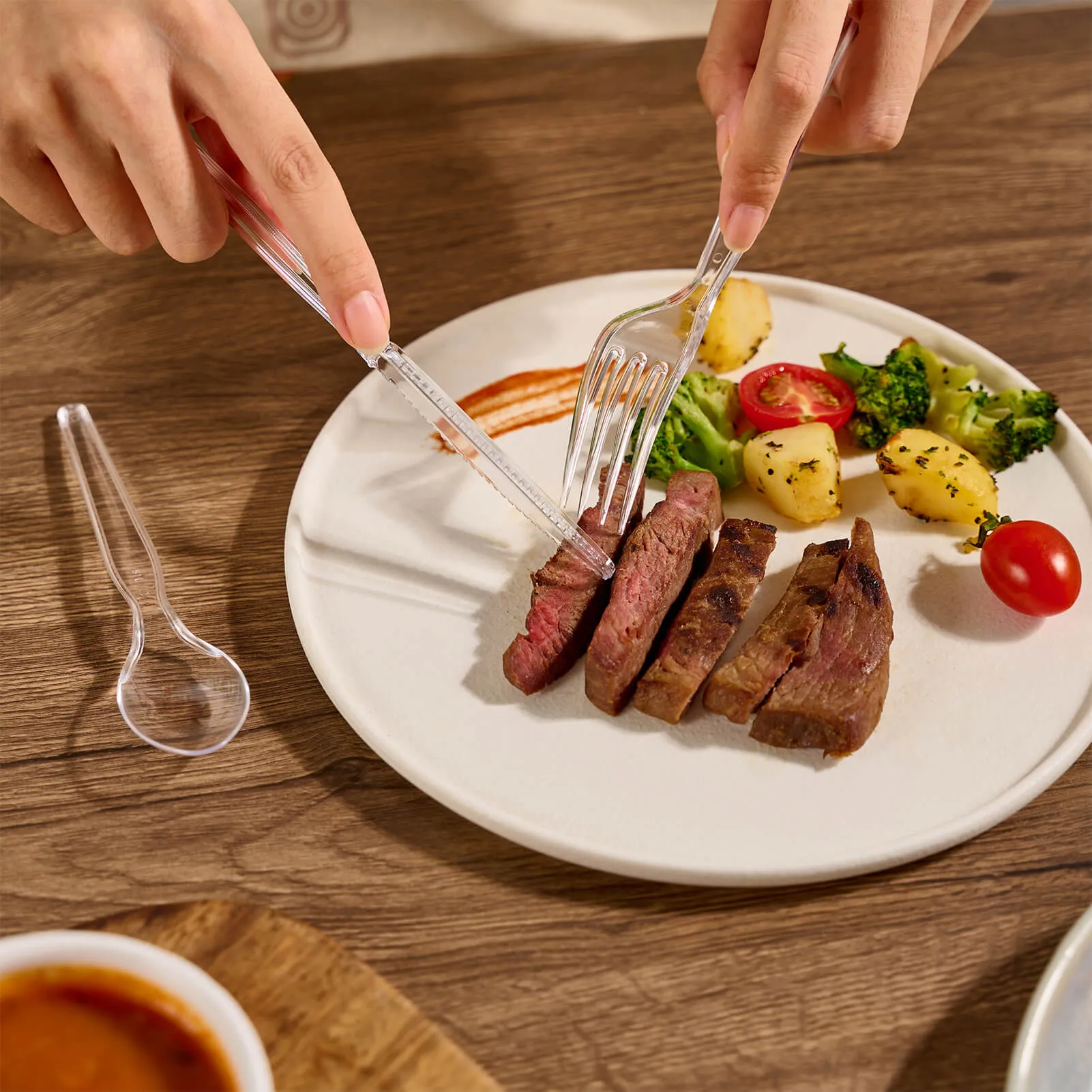 Clear Plastic Knifes&Spoons&Folks(Set of 3)