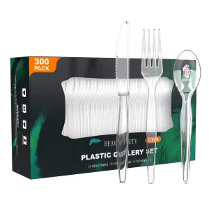 Clear Plastic Knifes&Spoons&Folks(Set of 3)