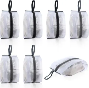 cobee 6PCS Waterproof Shoe Bags for Travel, Clear Travel Shoe Bag for 10 Size Shoe Storage Bag with Zipper Portable Shoe Pouch Shoe Organizer Bag with Handle for Men Women Travel or Home Storage