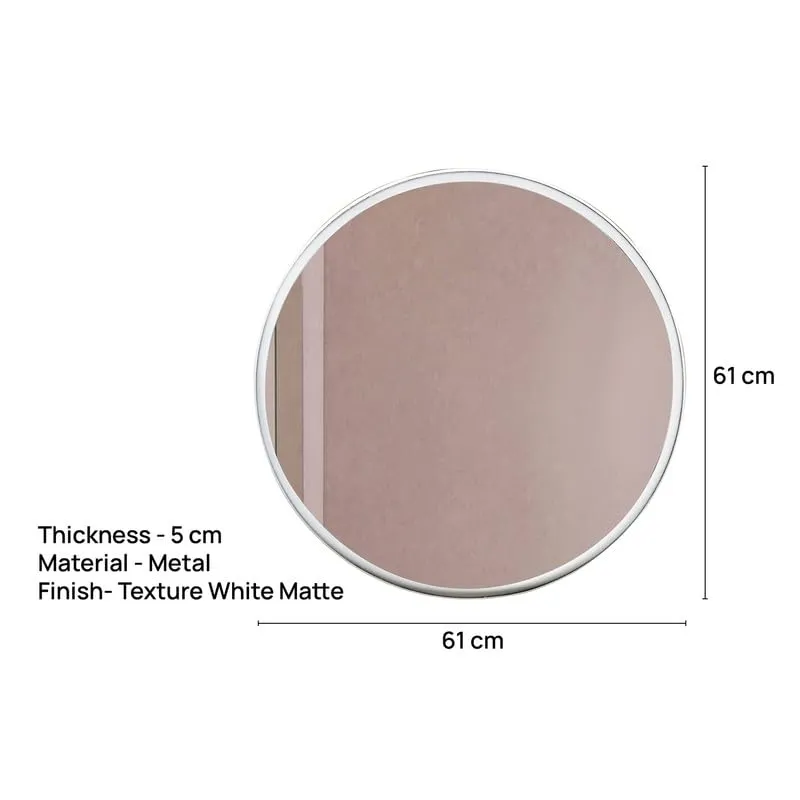 COCOVEY Texture Matt White Mild Steel Mirror for Bedroom, Living Room,Dressing Room,Bathroom, Home, Office Wall Mounted Decorative Mirror