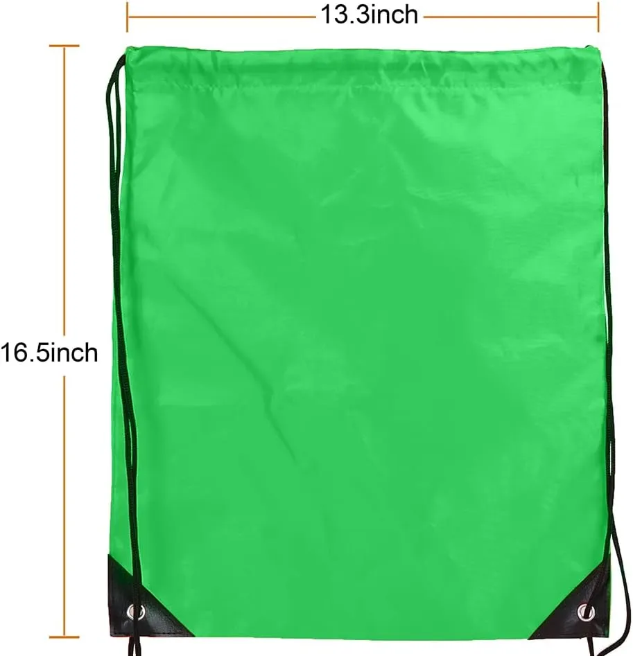 CODOBON 20 Pcs Drawstring Bags, Bulk Draw String Backpack, Cinch Polyester Bag for Gym Sport, Green