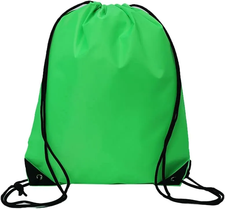 CODOBON 20 Pcs Drawstring Bags, Bulk Draw String Backpack, Cinch Polyester Bag for Gym Sport, Green