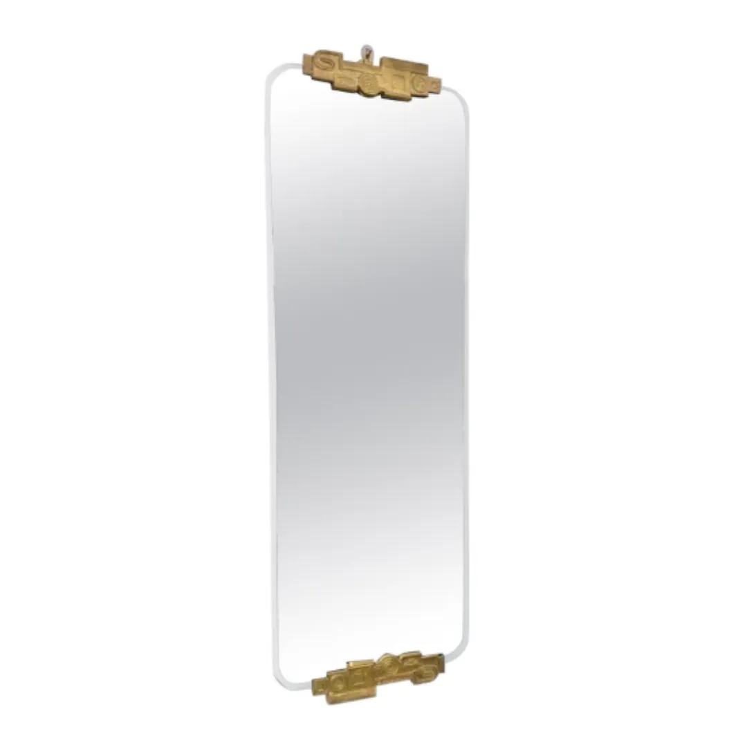 Contemporary Italian Industrial Ethnic Chic Bronze Tall Smoked Glass Mirror