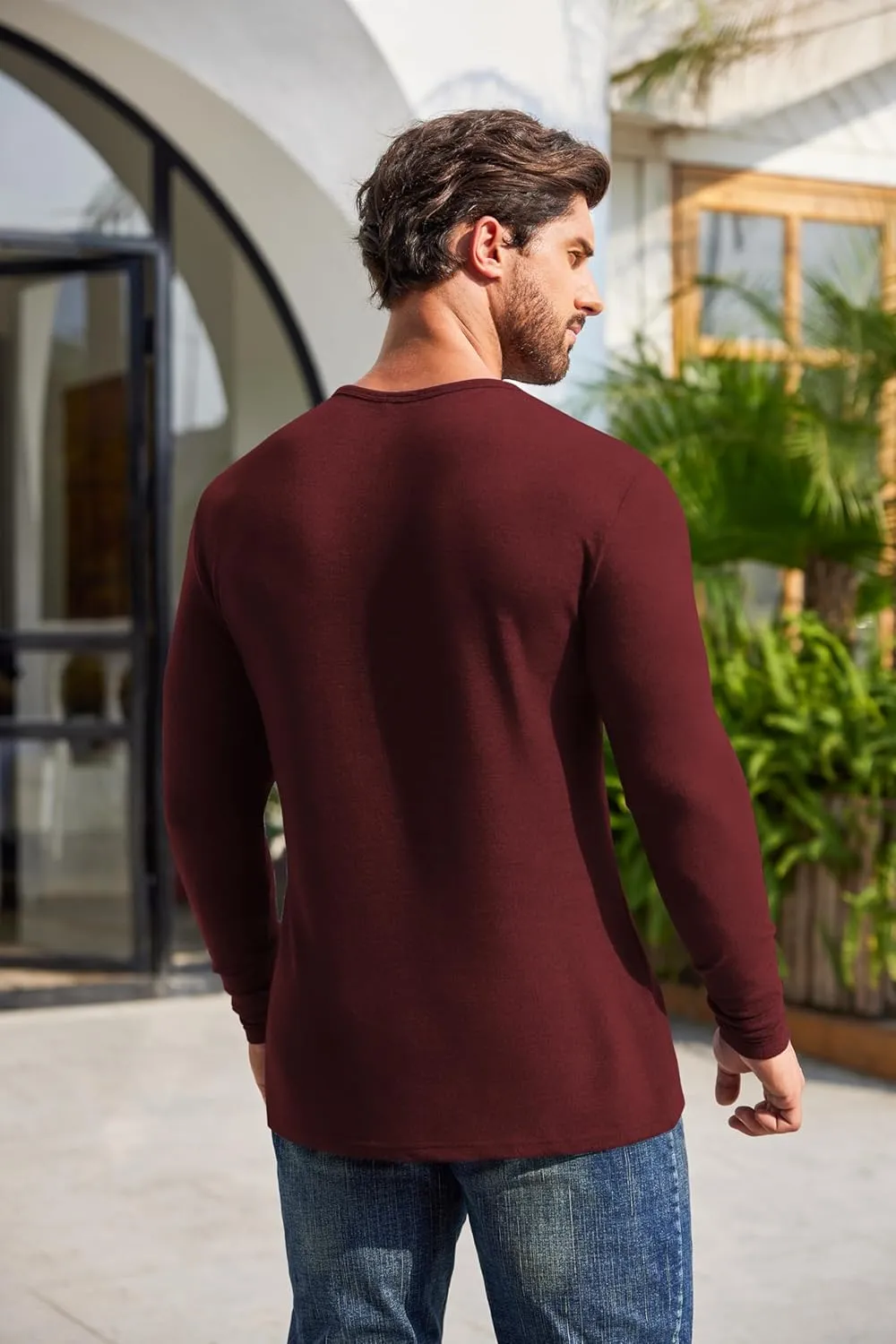 COOFANDY Men's 2Pack Slim Fit Henley Shirts Long Sleeve Lightweight Fashion Casual Cotton Basic T Shirts