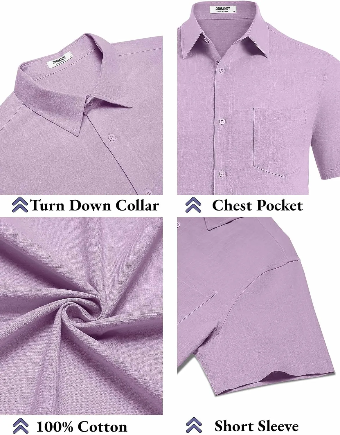 COOFANDY Men's Button Down Short Sleeve Shirt Casual Cotton Summer Beach Linen Wedding Shirts with Pocket