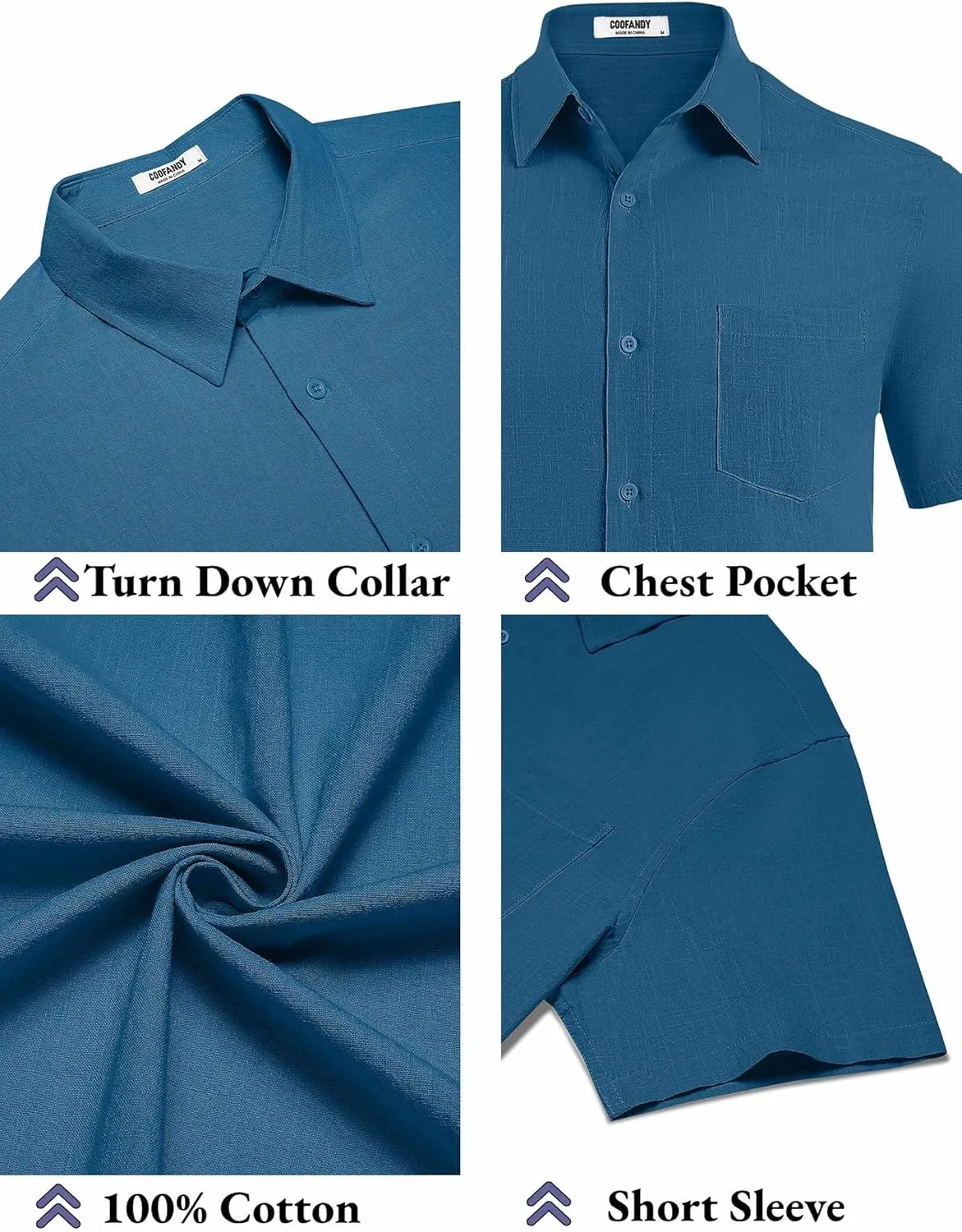COOFANDY Men's Button Down Short Sleeve Shirt Casual Cotton Summer Beach Linen Wedding Shirts with Pocket