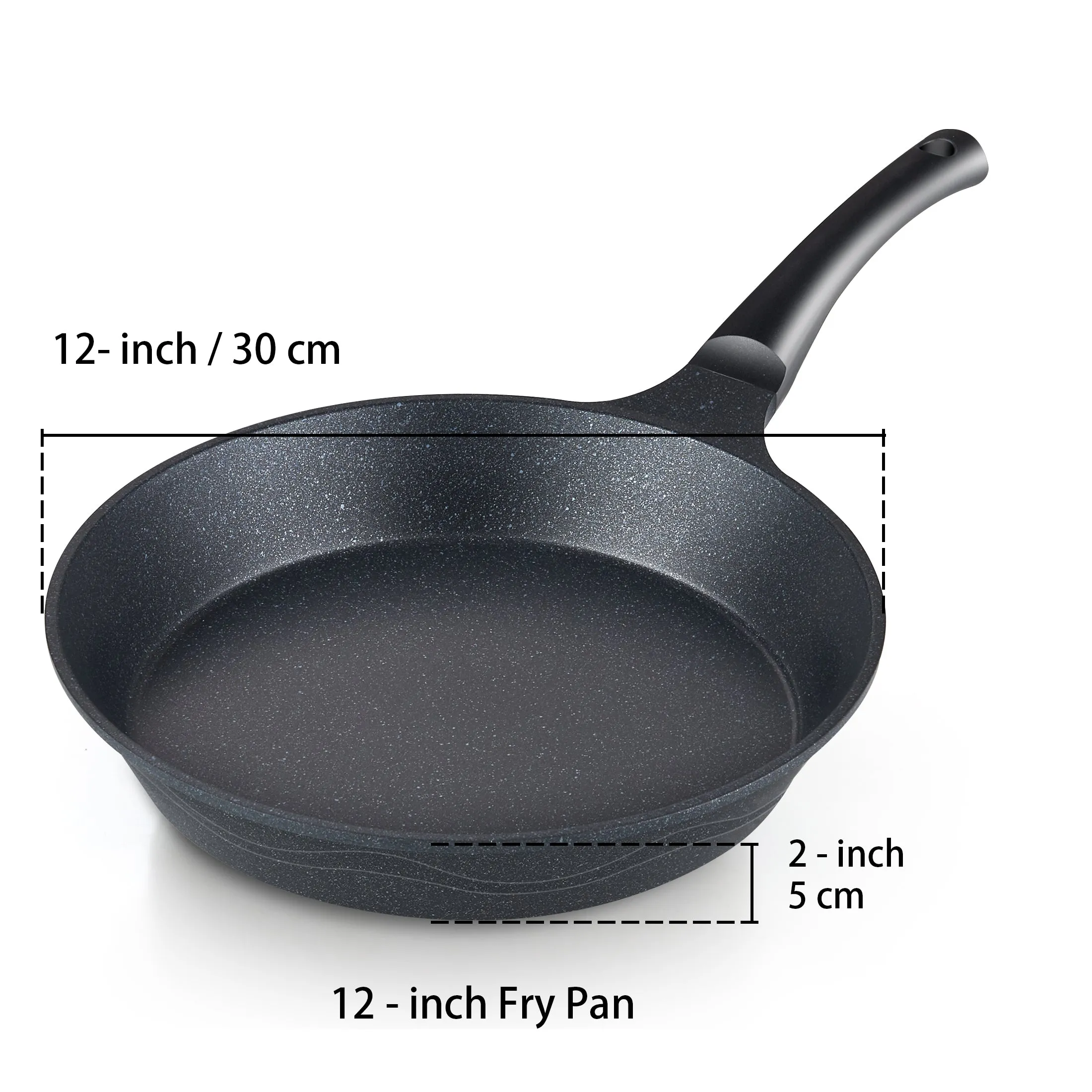 Cook N Home Marble Nonstick Cookware Saute Fry Pan 12-inch Made in Korea