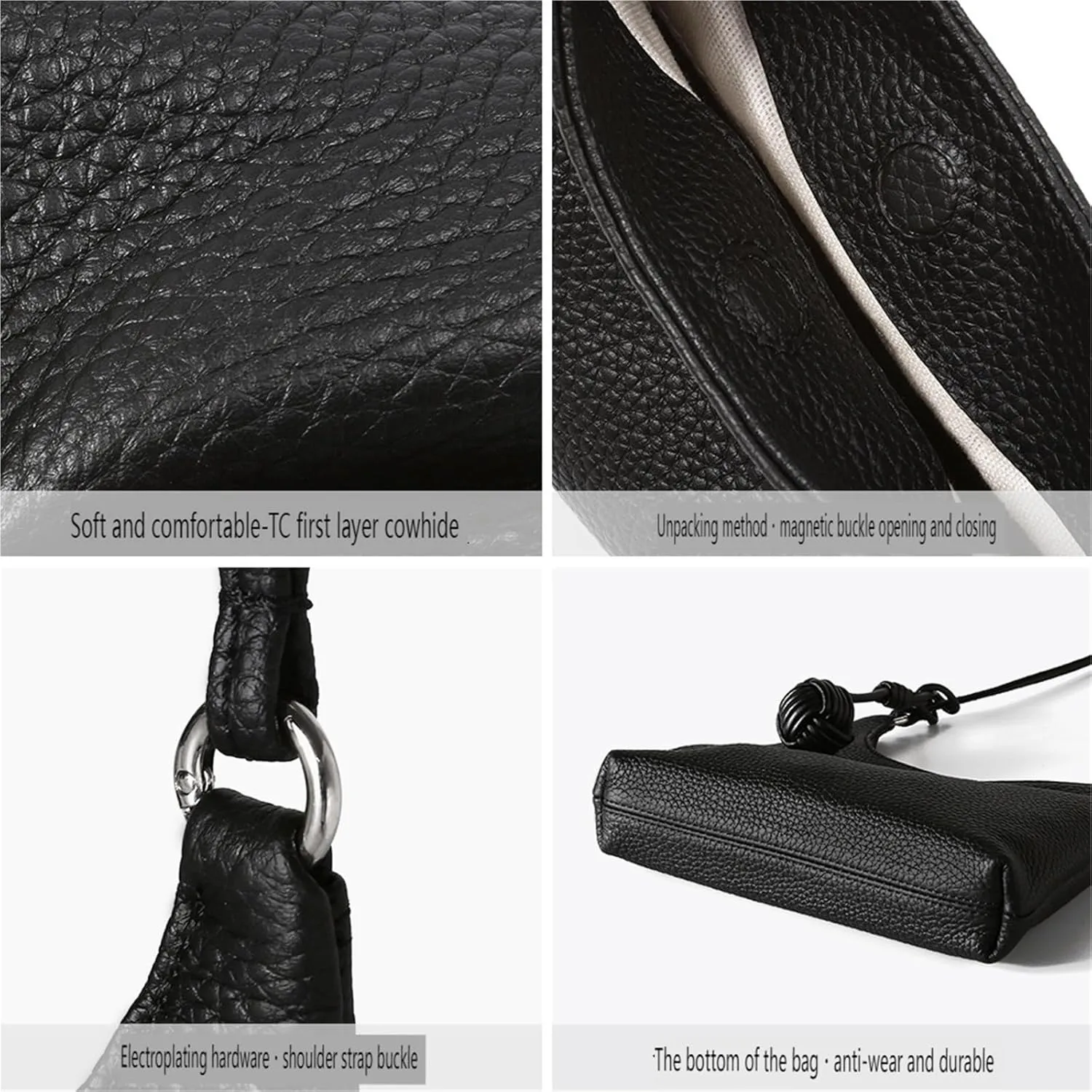 Cowhide Shoulder Tote Underarm Bag