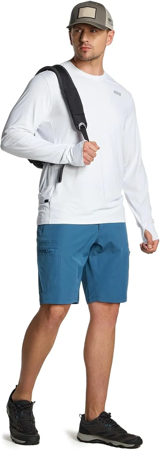CQR Men's UPF50  Sun Protection Shirts, Quick Dry Long Sleeve Rash Guard, Athletic Running Workout Fishing Cooling Shirts