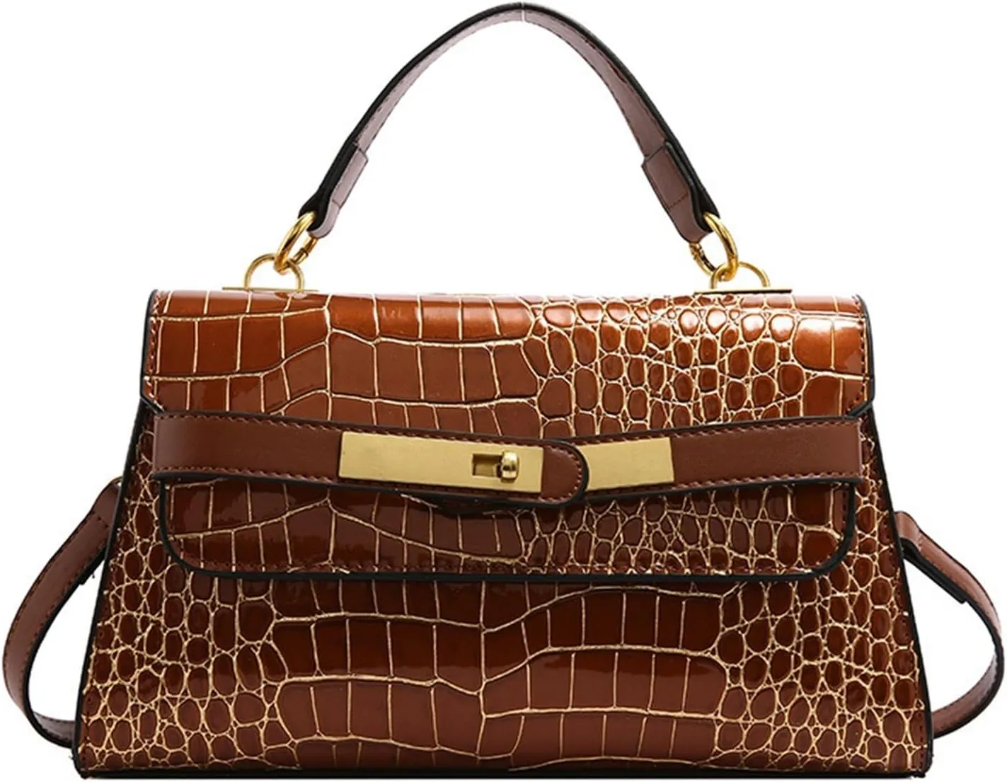 Crocodile Print Solid Colour Tote Shoulder Crossbody Women's Bag