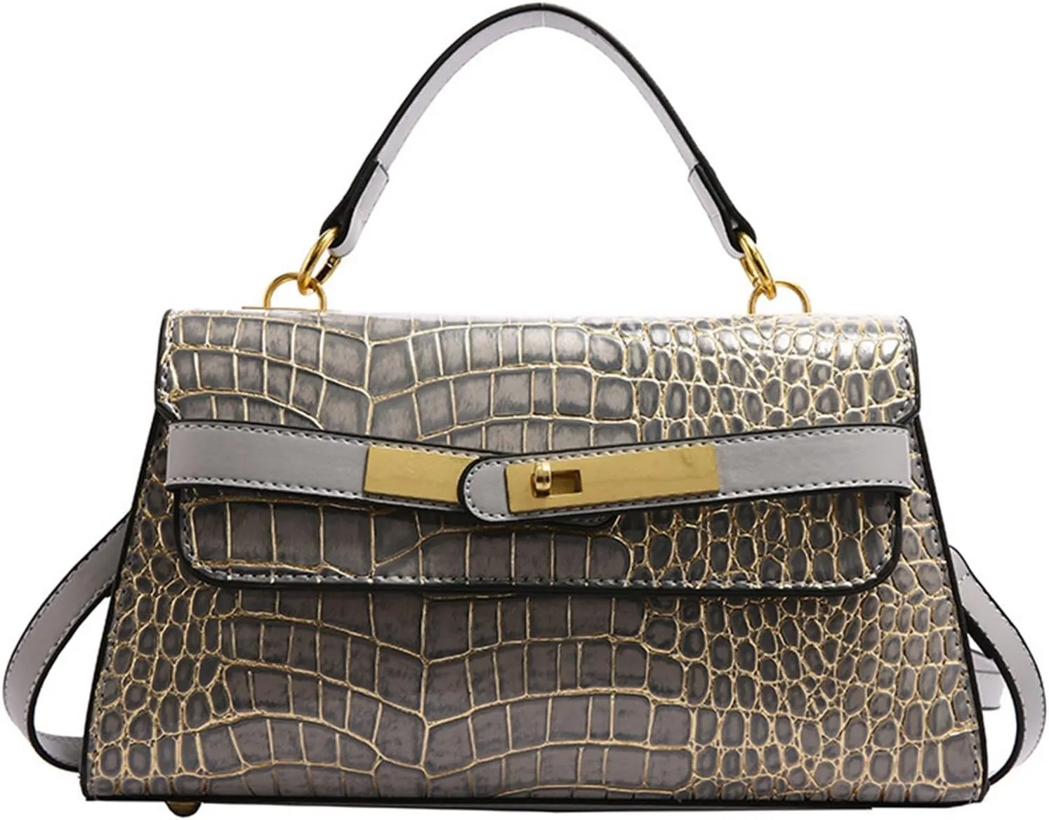 Crocodile Print Solid Colour Tote Shoulder Crossbody Women's Bag