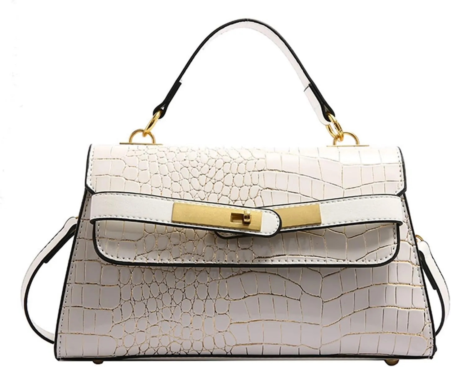 Crocodile Print Solid Colour Tote Shoulder Crossbody Women's Bag