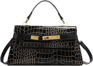 Crocodile Print Solid Colour Tote Shoulder Crossbody Women's Bag
