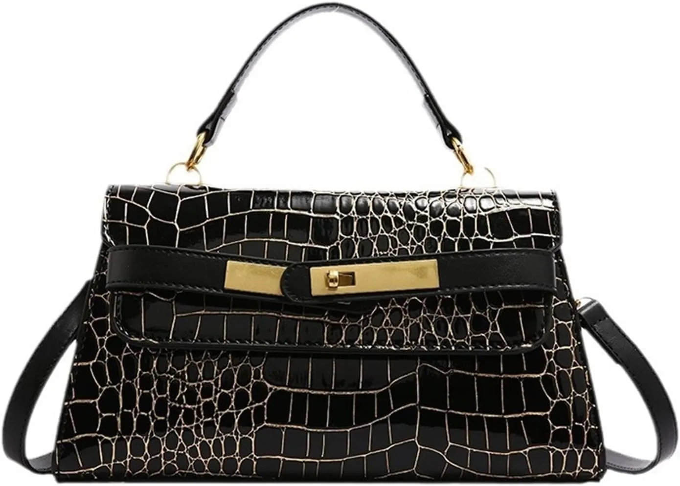 Crocodile Print Solid Colour Tote Shoulder Crossbody Women's Bag