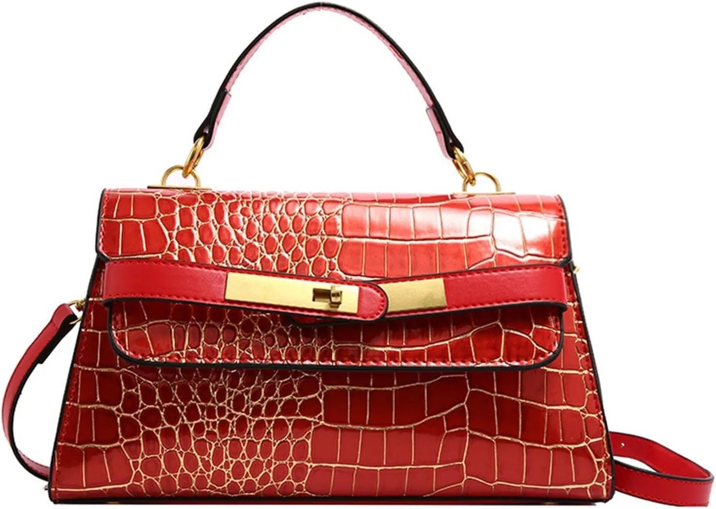 Crocodile Print Solid Colour Tote Shoulder Crossbody Women's Bag