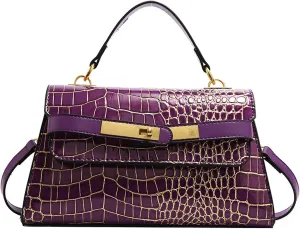 Crocodile Print Solid Colour Tote Shoulder Crossbody Women's Bag