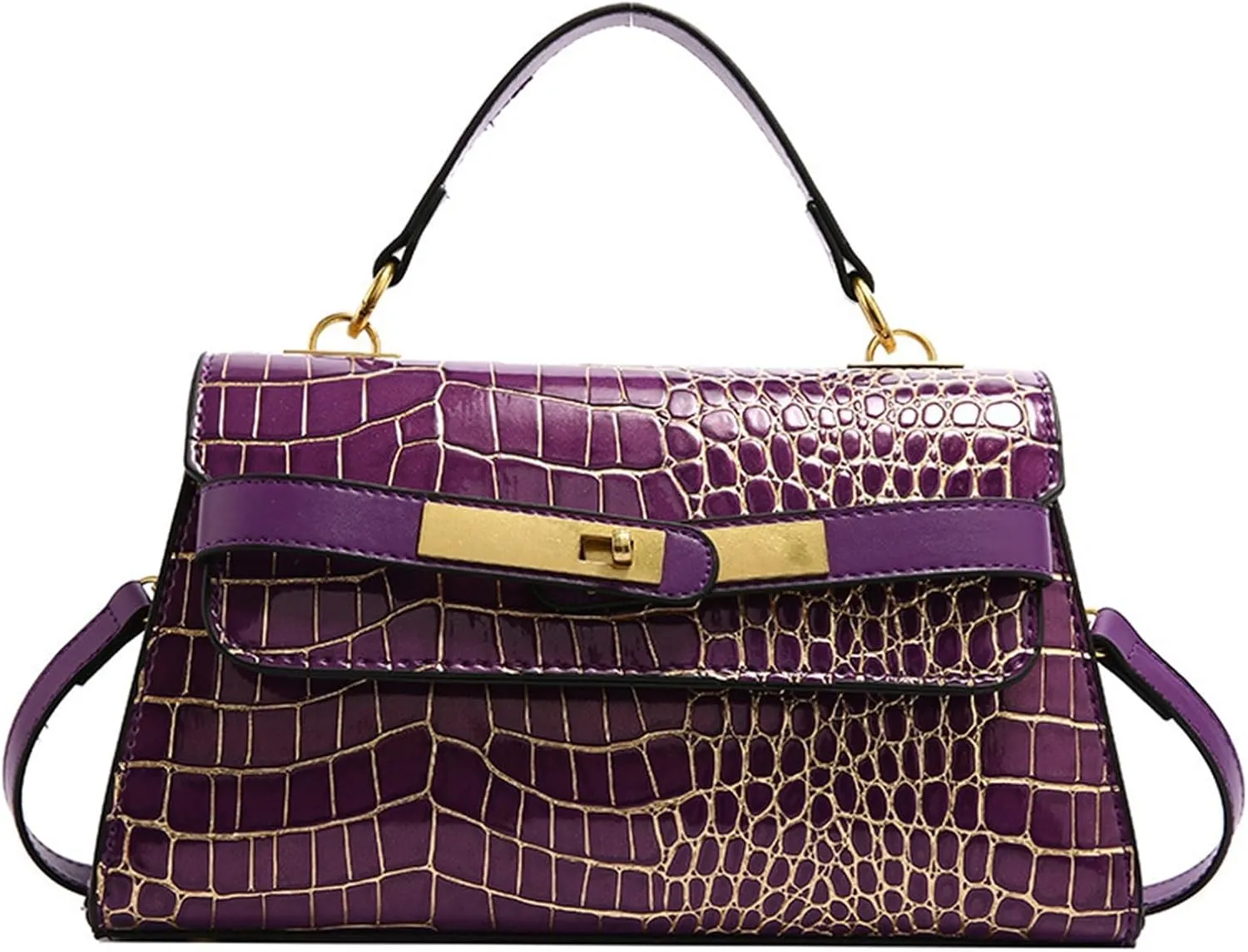 Crocodile Print Solid Colour Tote Shoulder Crossbody Women's Bag