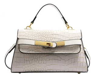 Crocodile Print Solid Colour Tote Shoulder Crossbody Women's Bag