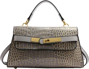 Crocodile Print Solid Colour Tote Shoulder Crossbody Women's Bag