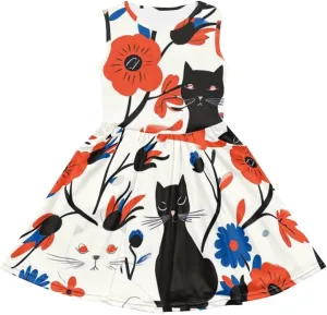 Cute Animal Dress for Girls Sleeveless Loose Fit Summer Dresses with Pockets Swing Sundress