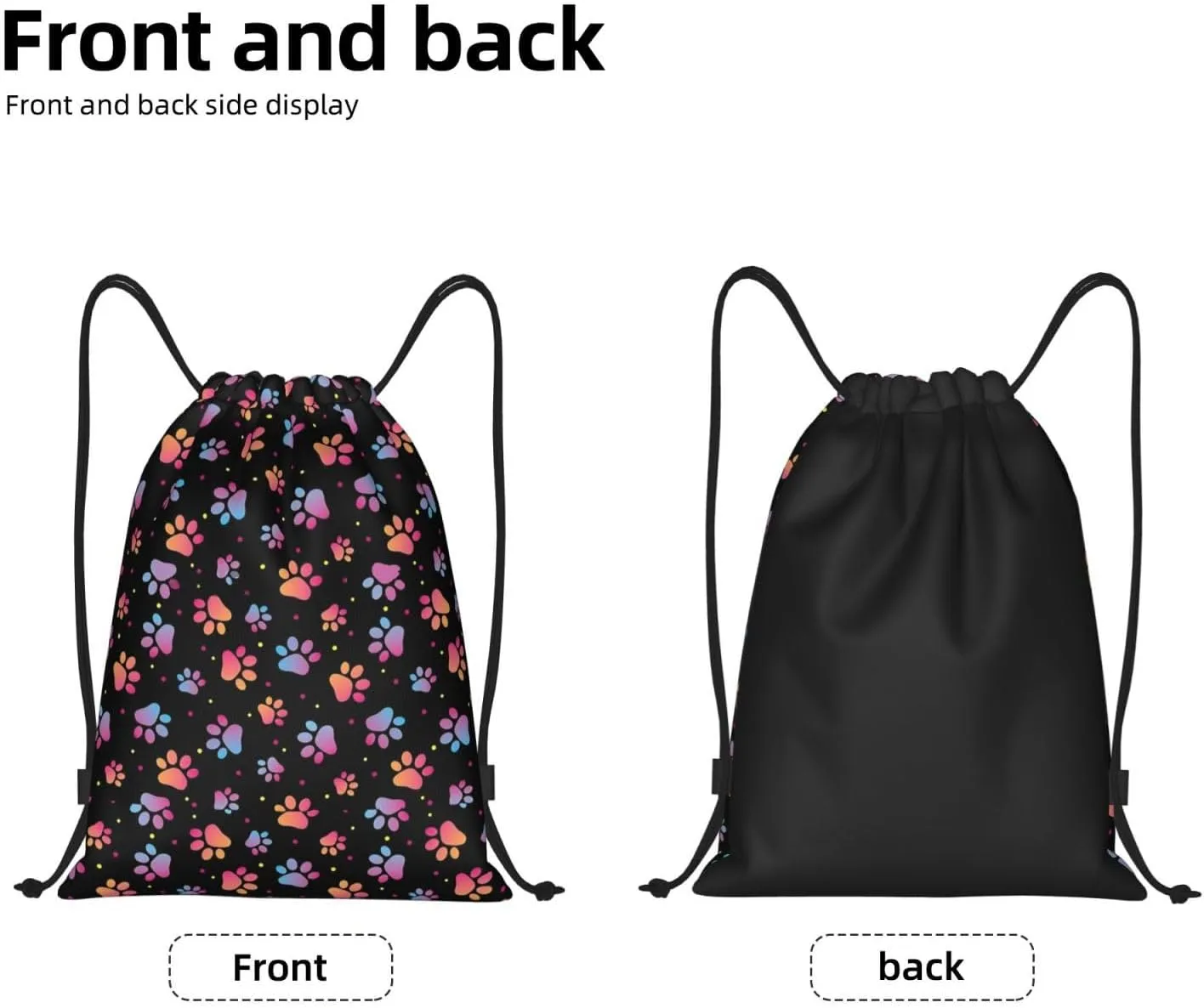 Cute Dog Paw Print Drawstring Backpack Adjustable Bag Sackpack Paws Bags for Gym Shopping Sport Yoga