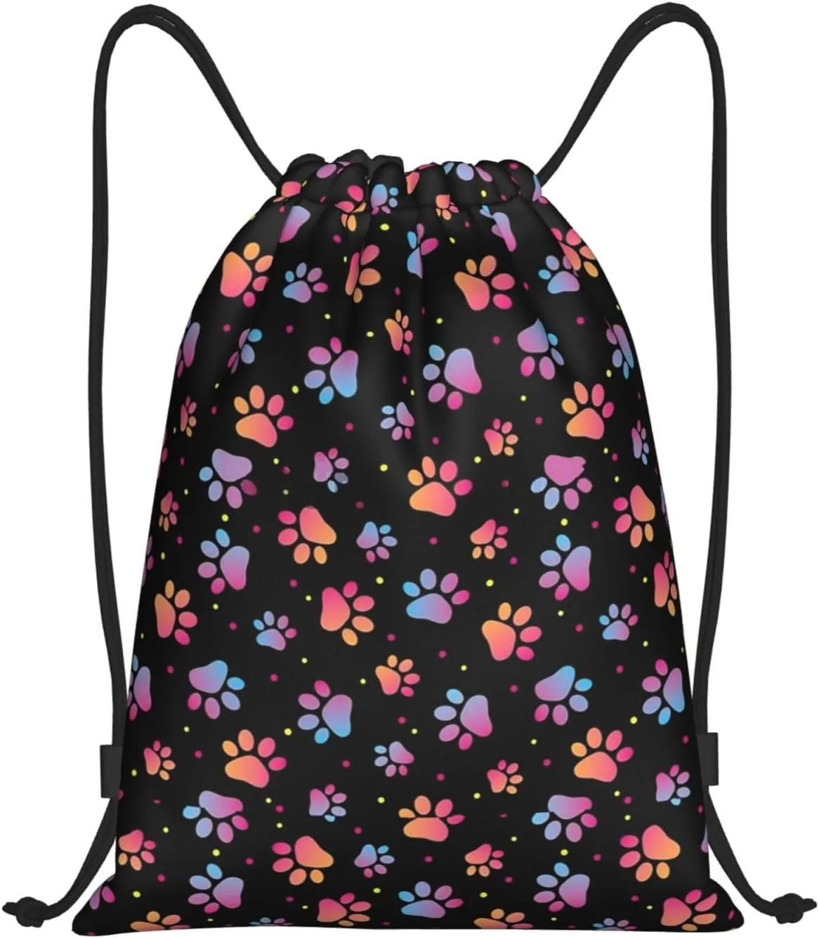 Cute Dog Paw Print Drawstring Backpack Adjustable Bag Sackpack Paws Bags for Gym Shopping Sport Yoga