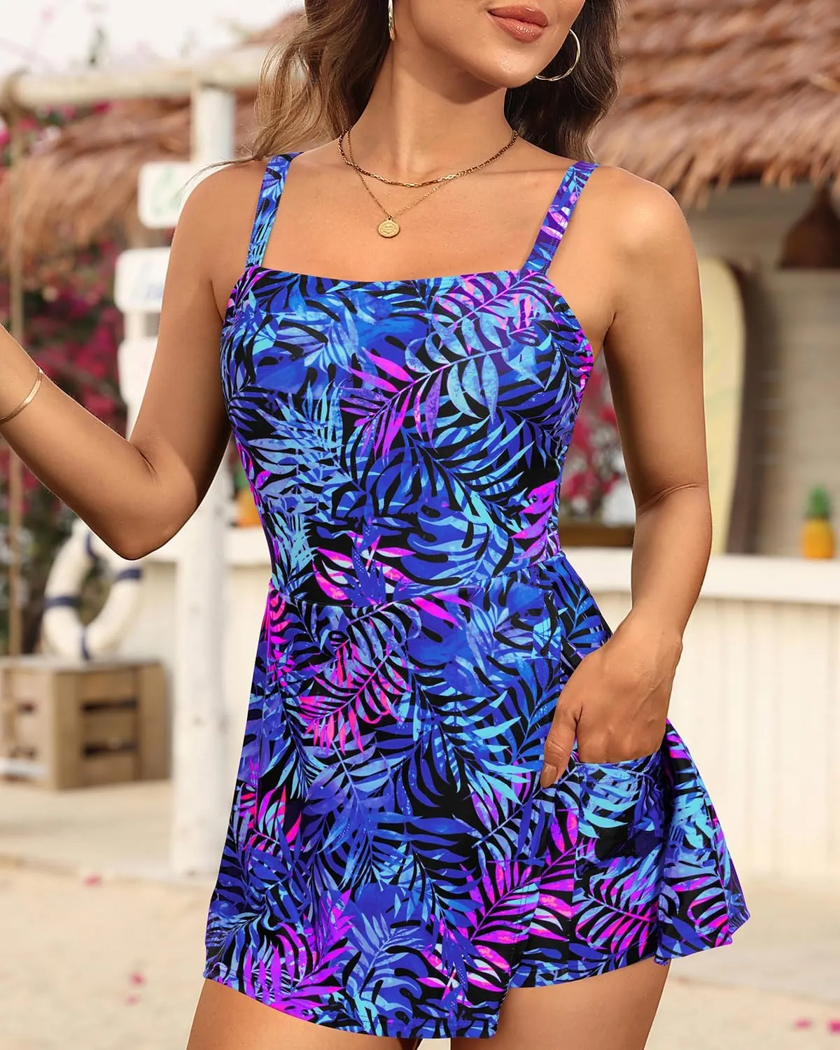 Daci Women's One Piece Swimdress - Tummy Control Swimsuit Full Coverage Modest Skirted Bathing Suit with Pockets 2025