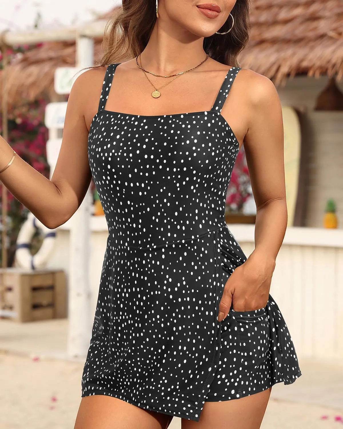 Daci Women's One Piece Swimdress - Tummy Control Swimsuit Full Coverage Modest Skirted Bathing Suit with Pockets 2025