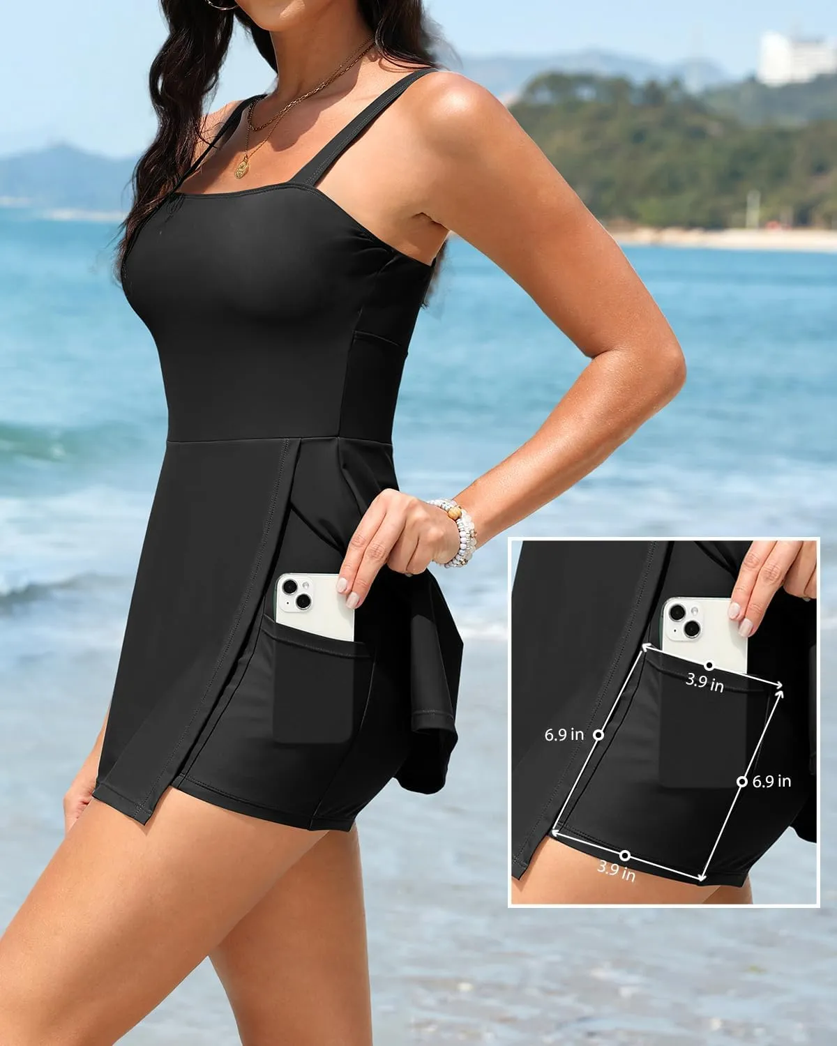 Daci Women's One Piece Swimdress - Tummy Control Swimsuit Full Coverage Modest Skirted Bathing Suit with Pockets 2025