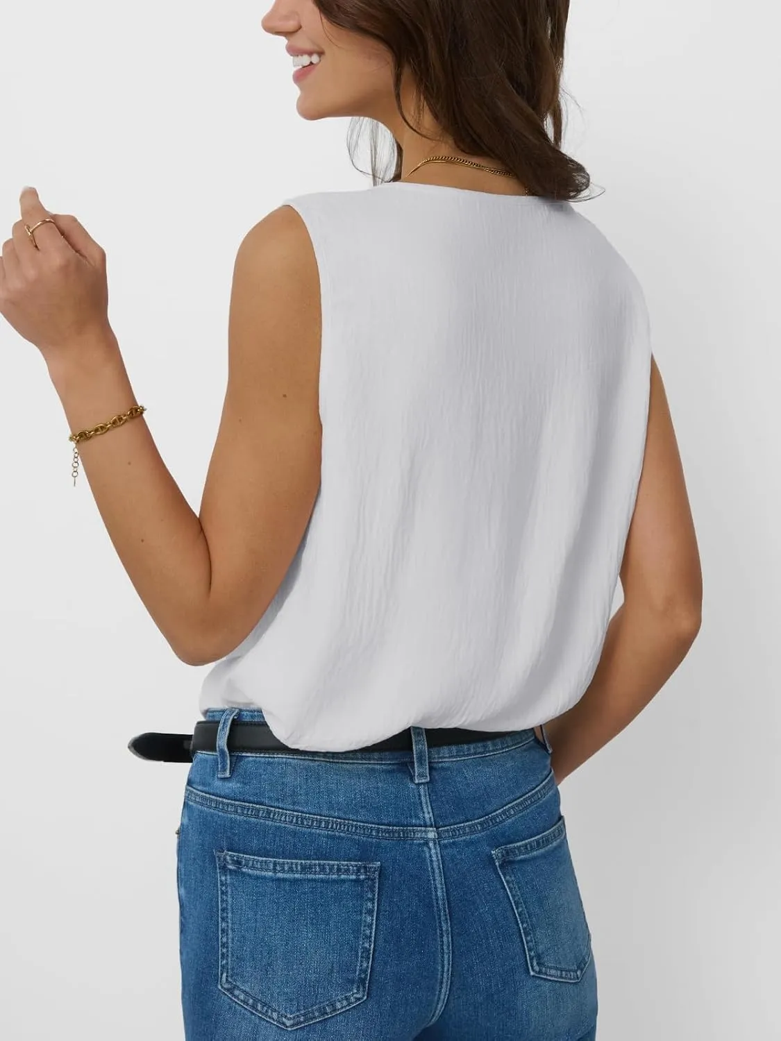 Dealmore Womens Summer Tank Tops 2025 Dressy Casual Blouses V Neck Sleeveless Shirts Work Business Outfits