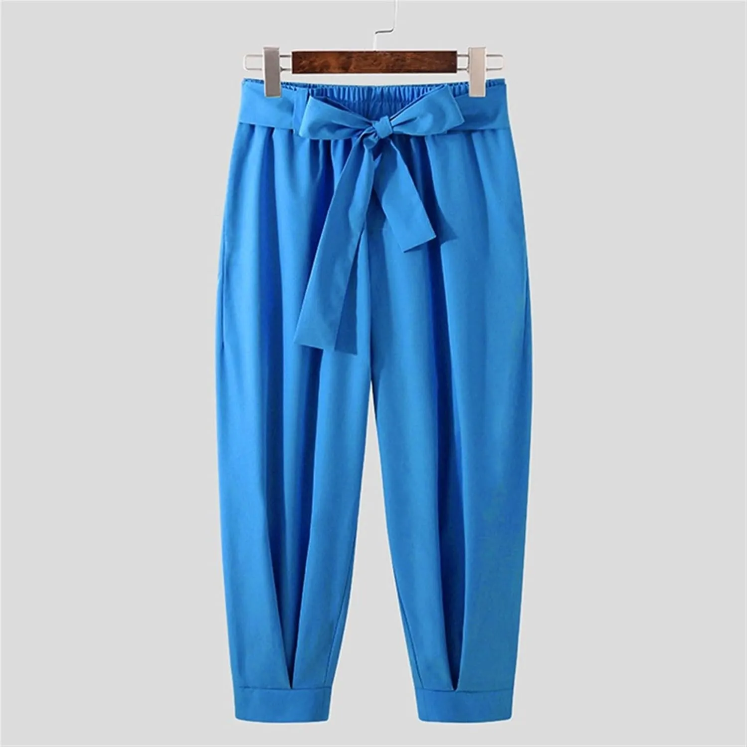 DGHM-JLMY Men's Harem Pants Slim Fit Pleated Front Dress Pants Cropped Lightweight Loose Foot Pant Trousers with Pockets