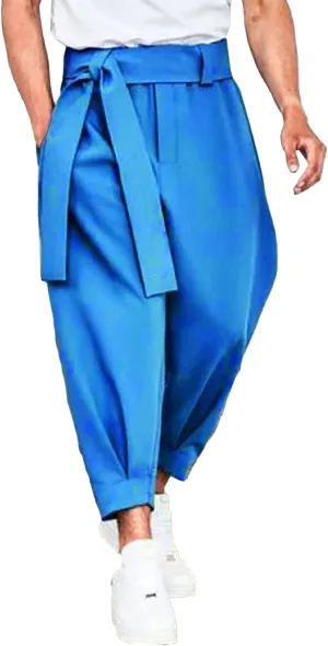 DGHM-JLMY Men's Harem Pants Slim Fit Pleated Front Dress Pants Cropped Lightweight Loose Foot Pant Trousers with Pockets