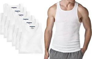 Different Touch 6 Pack Men's Big and Tall Muscle Ribbed Tank Tops A-Shirts Underwear Shirts