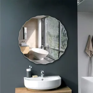 dj arts Decorative Big Size Wall Mount Glass Mirror For Bathroom Wash Basin, Living Room, Bedroom, Drawing Room, Makeup Vanity (15 Inches) (Round Cut Unframed)