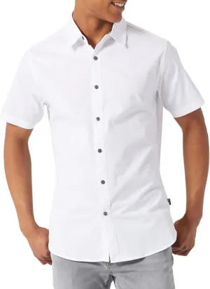 DKNY Mens Short Sleeve Button Down Shirts - Casual Dress Button Up Short Sleeve Shirts for Men | Stretch Cotton