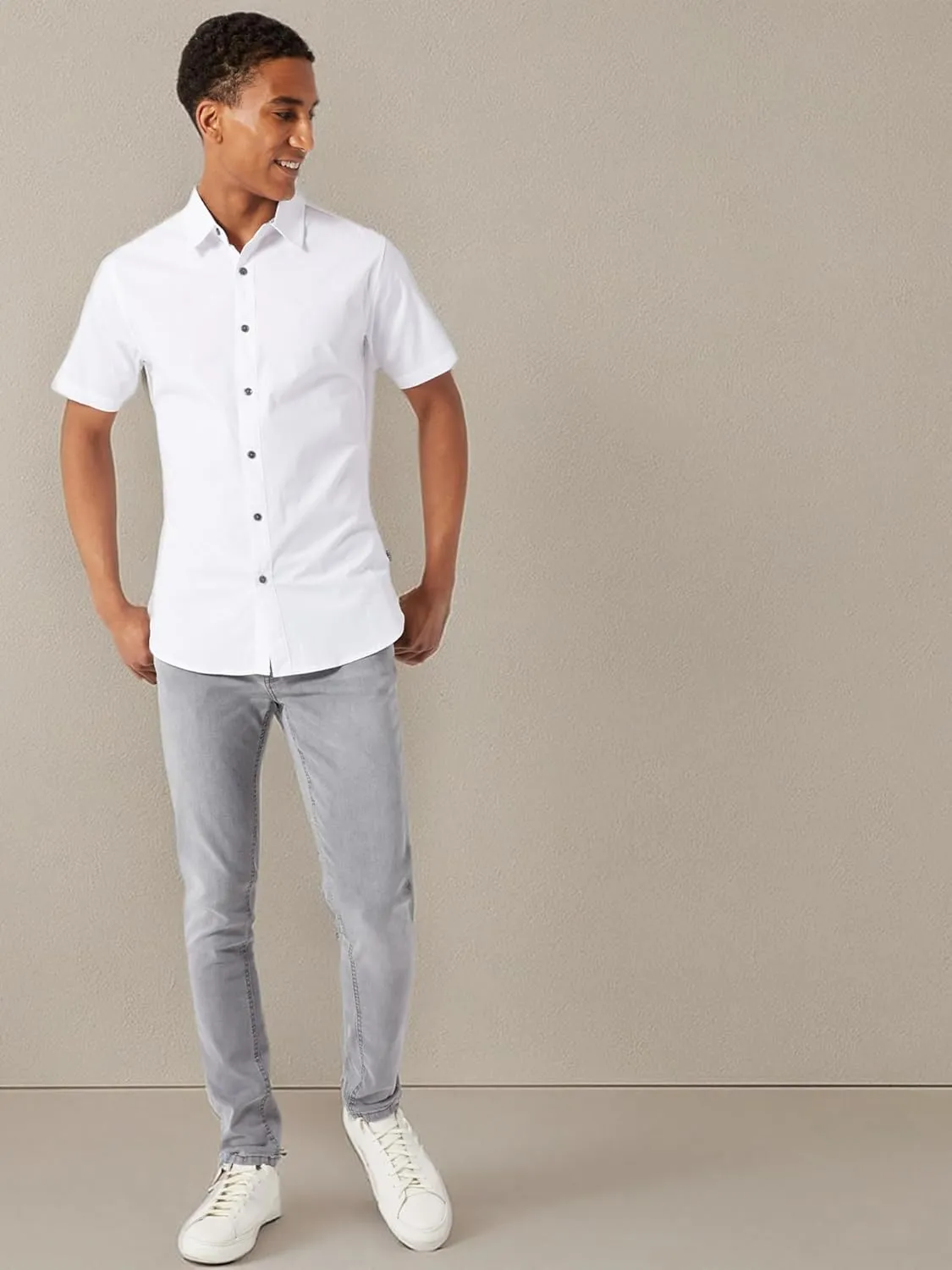 DKNY Mens Short Sleeve Button Down Shirts - Casual Dress Button Up Short Sleeve Shirts for Men | Stretch Cotton