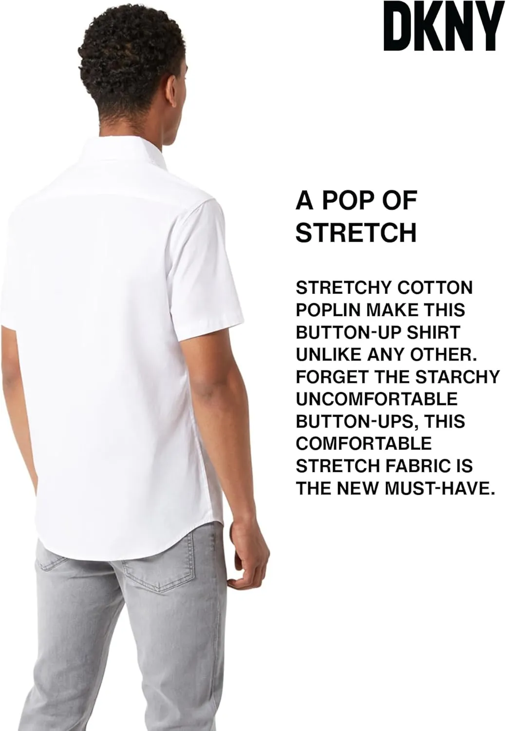 DKNY Mens Short Sleeve Button Down Shirts - Casual Dress Button Up Short Sleeve Shirts for Men | Stretch Cotton