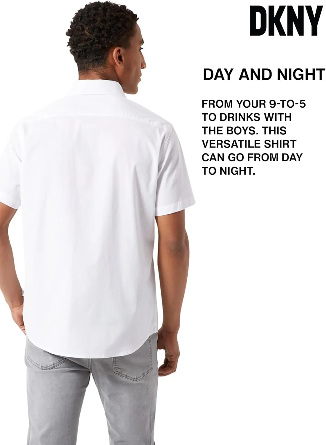 DKNY Mens Short Sleeve Button Down Shirts - Casual Dress Button Up Short Sleeve Shirts for Men | Stretch Cotton