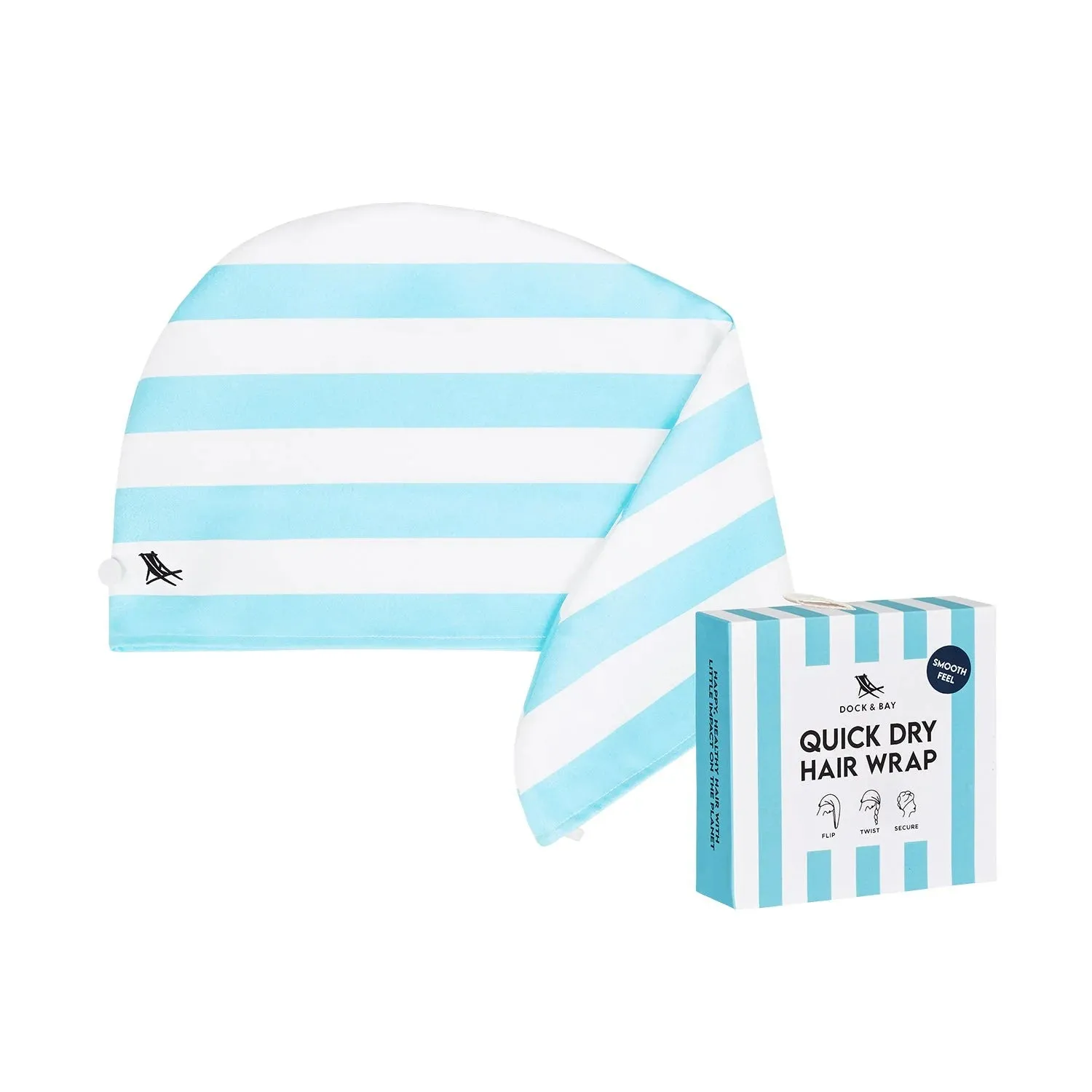 Dock & Bay - Quick Dry Hair Wraps - Tulum Blue Striped