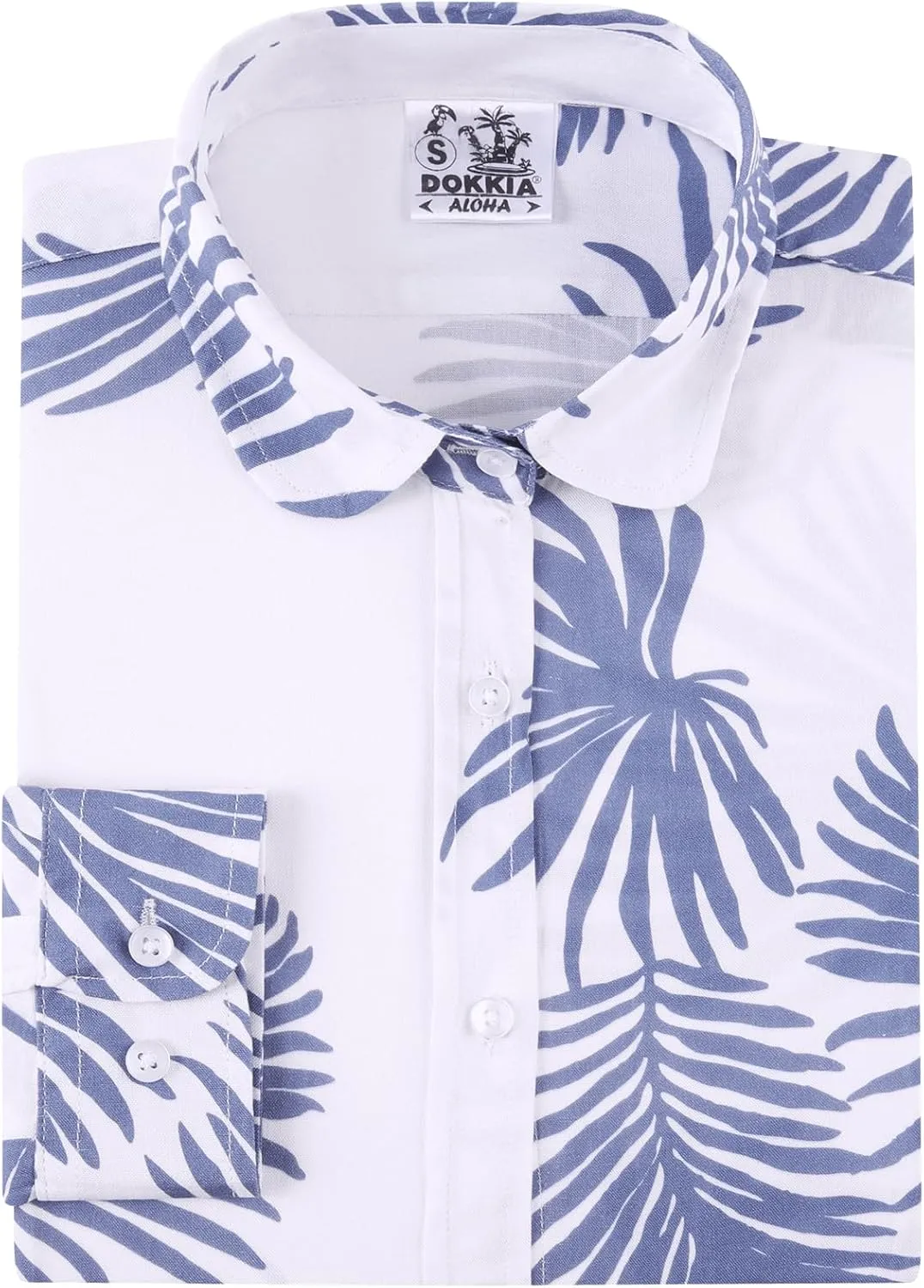 DOKKIA Women's Hawaiian Shirt Blouses Tropical Aloha Casual Floral Work Luau Party Short Sleeve Tops