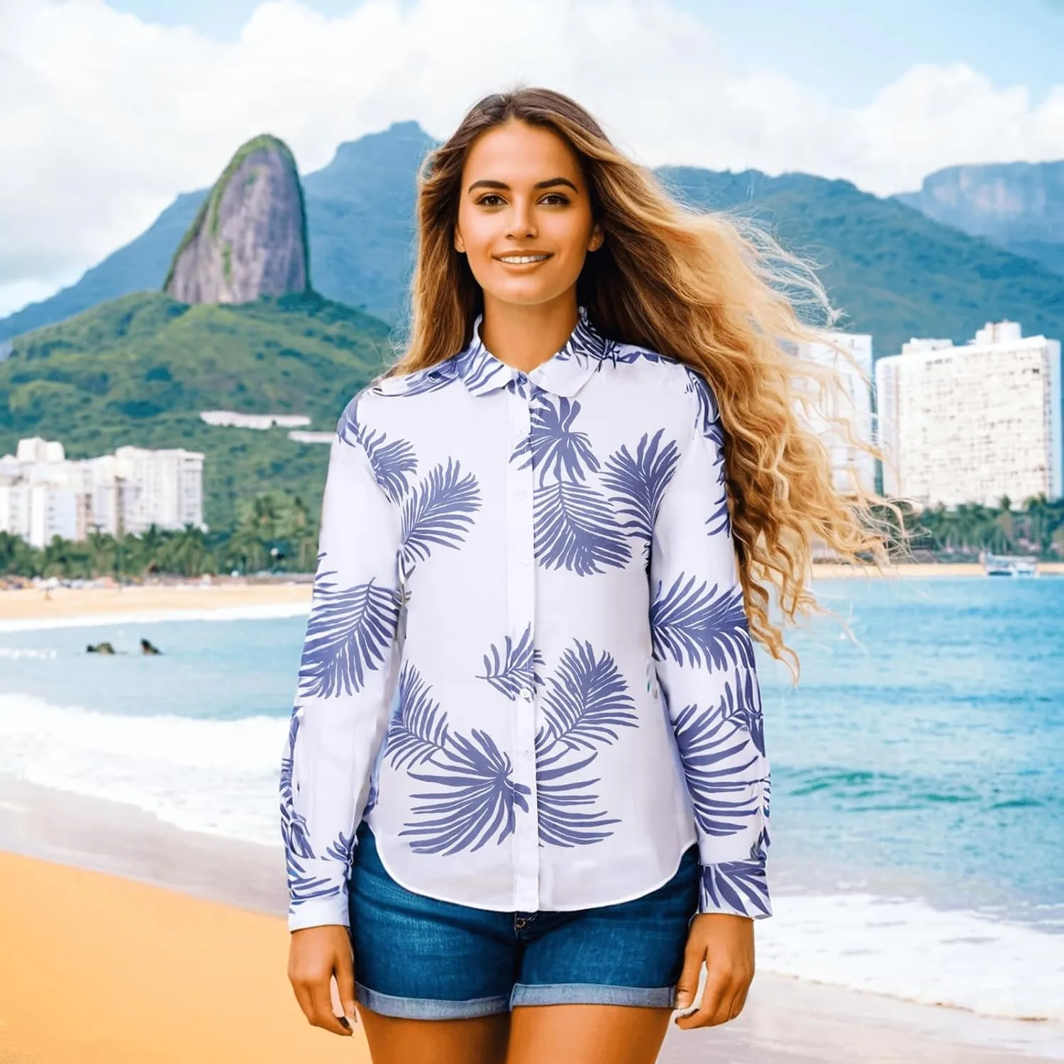 DOKKIA Women's Hawaiian Shirt Blouses Tropical Aloha Casual Floral Work Luau Party Short Sleeve Tops