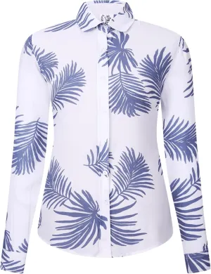 DOKKIA Women's Hawaiian Shirt Blouses Tropical Aloha Casual Floral Work Luau Party Short Sleeve Tops