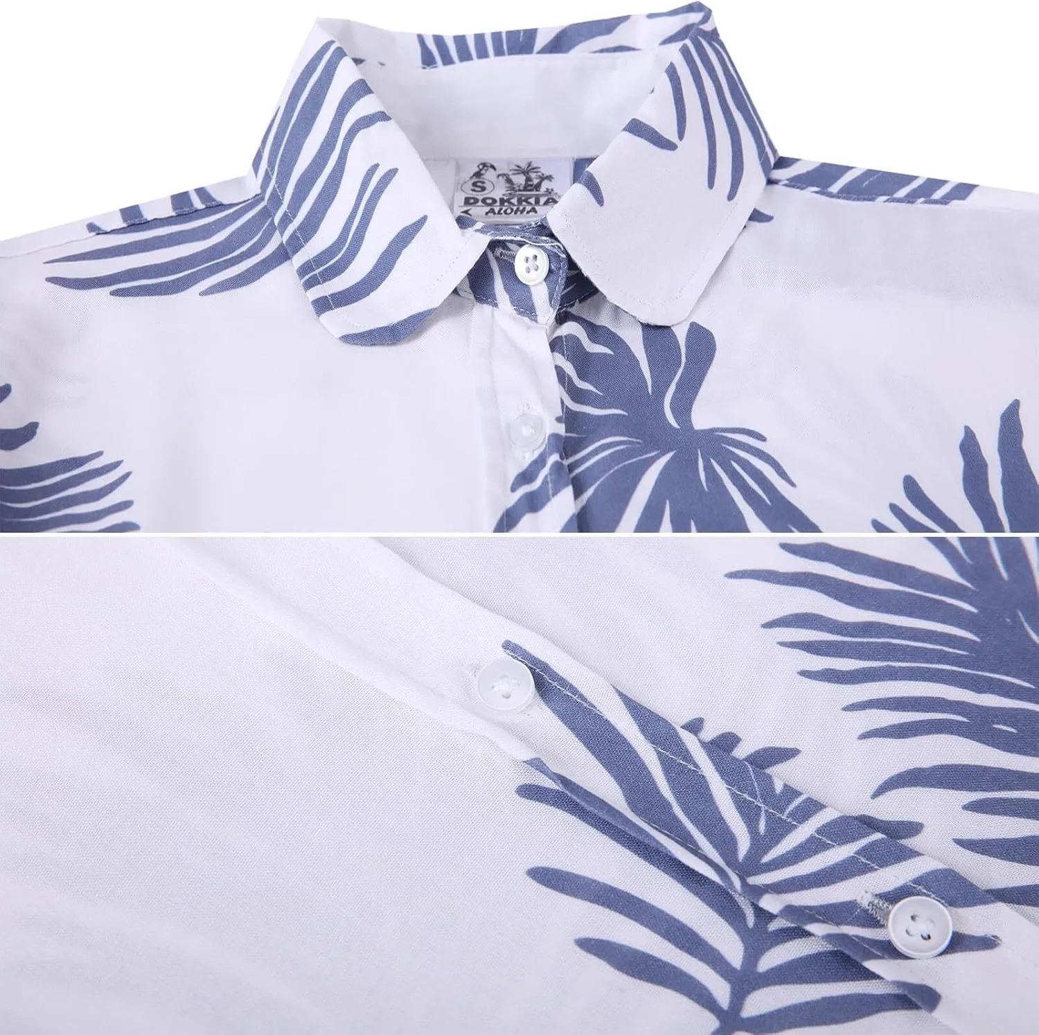DOKKIA Women's Hawaiian Shirt Blouses Tropical Aloha Casual Floral Work Luau Party Short Sleeve Tops