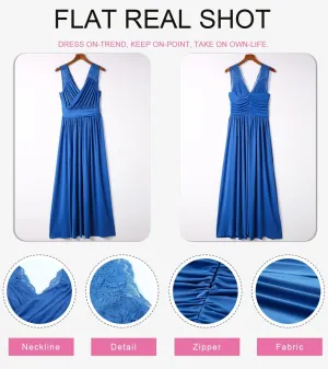 Dokotoo Womens 2025 Formal Dresses Wrap V-Neck Ruched Sexy Bridesmaid Wedding Guest Maxi Dresses