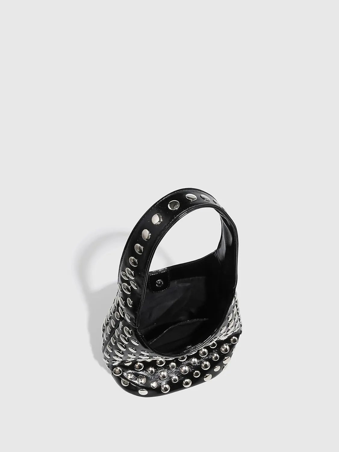 Dot Studded Underarm Bucket Bag