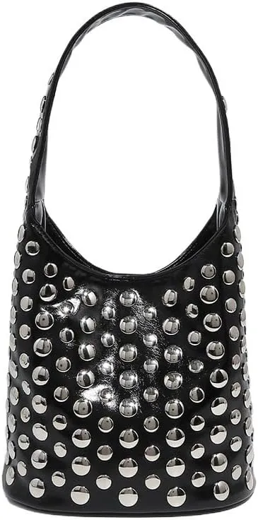 Dot Studded Underarm Bucket Bag