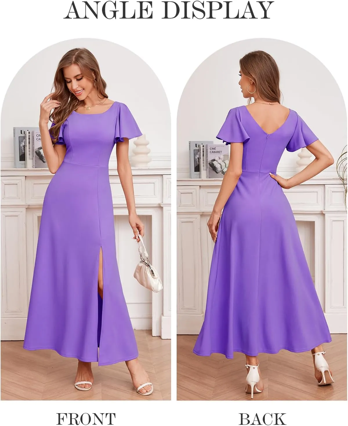 DRESSTELLS Formal Dress for Women, Cocktail Wedding Guest Party Prom Dress, Long Split Gowns and Evening Dresses