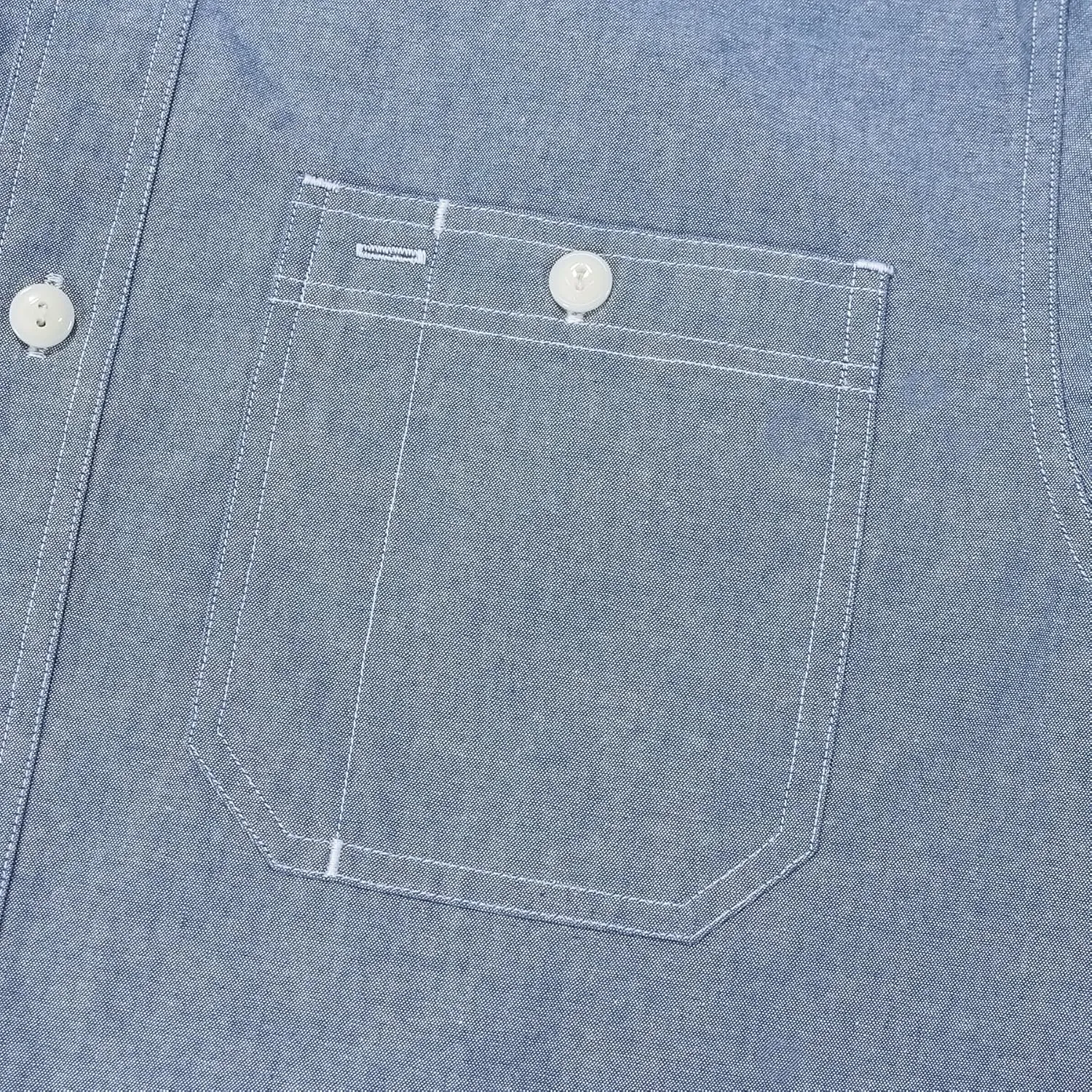 Dubinik Chambray Shirt Men Long Sleeve Cotton Work Shirts with 2 Pockets Casual Button Down
