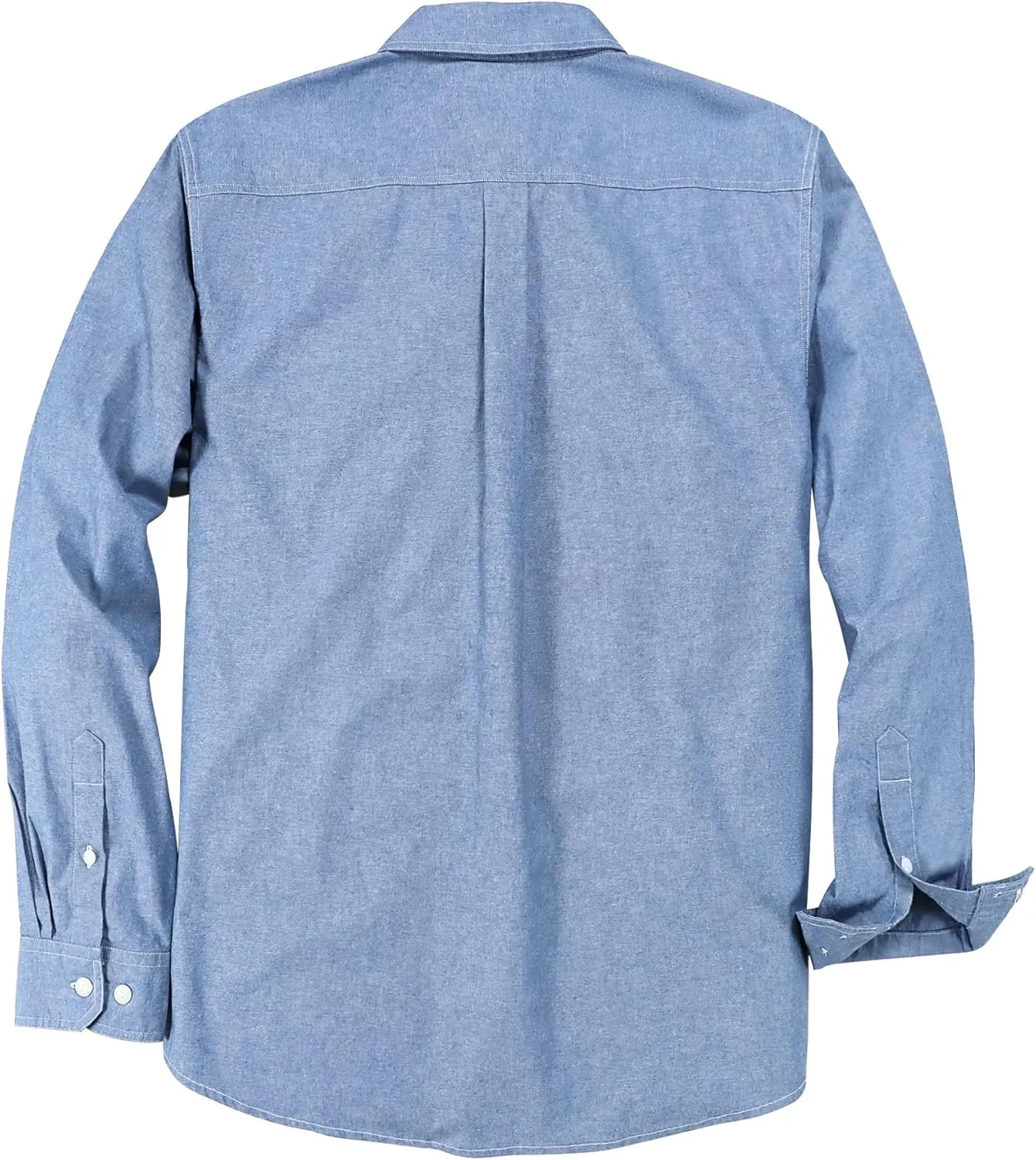 Dubinik Chambray Shirt Men Long Sleeve Cotton Work Shirts with 2 Pockets Casual Button Down