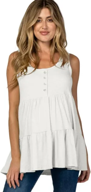 Eliana Stretchy Maternity & Nursing Tank Top - Maternity Blouses for Work & Summer Maternity Clothes